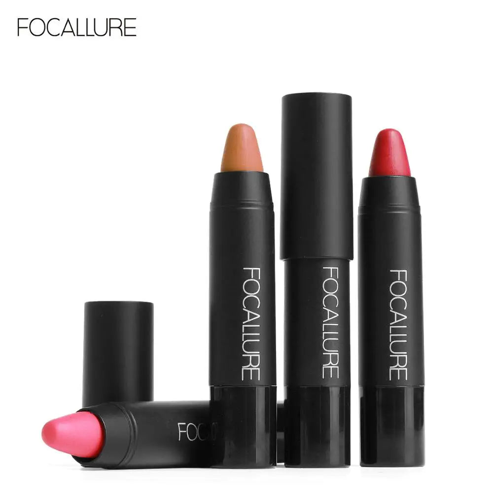 Focallure Matte Lipstick 19 Colors Long-Lasting Waterproof Soft Texture Lipstick Set Red & Nude Shades Cosmetic Glam Batom
