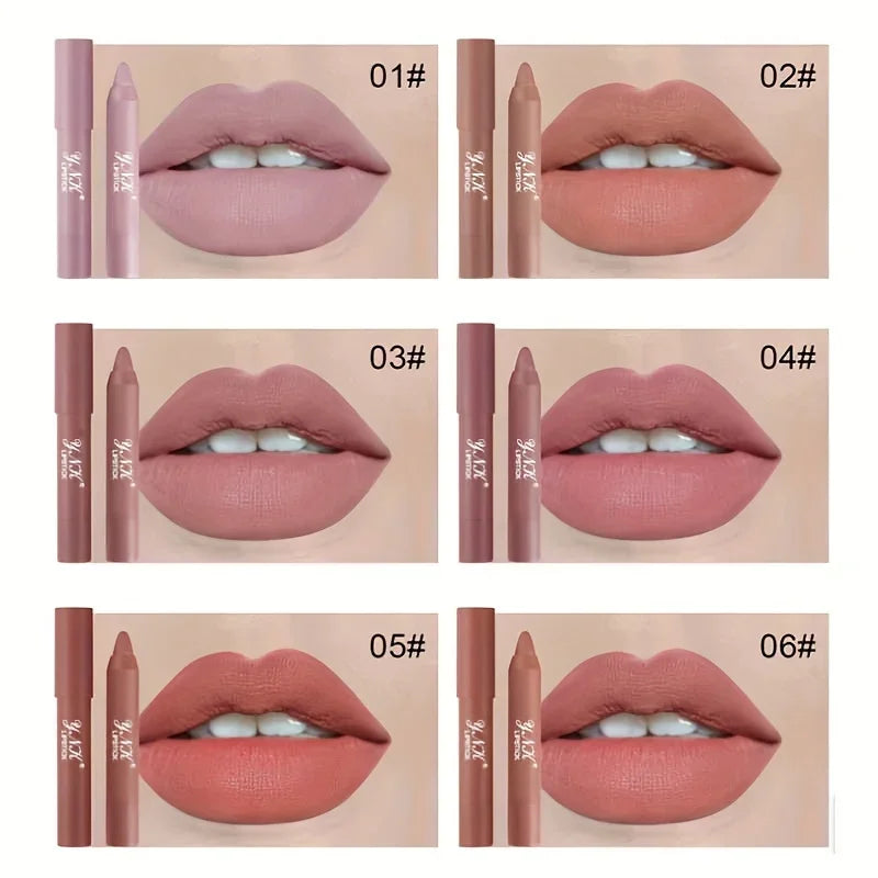 Nude Series Velvet Matte Lipstick Pencil – Waterproof, Long-Lasting Red Lipstick, Lip Tint Pen, Cosmetic Makeup
