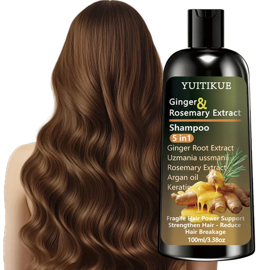 Ginger & Rosemary Shampoo 5 in 1, Strengthen Fragile Hair & Reduce Breakage, with Keratin & Argan Oil, 100ml
