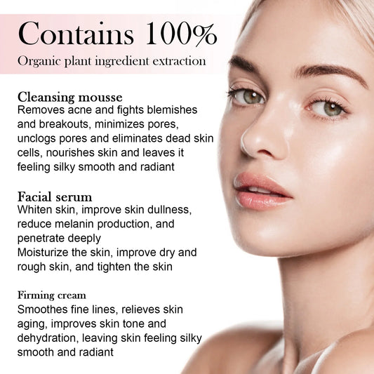 Facial Moisturizing Set Hydrate Brighten Firm Skin Exfoliating Acne Removal Shrink Pore Fix Sensitive Dullness Collagen Face Kit