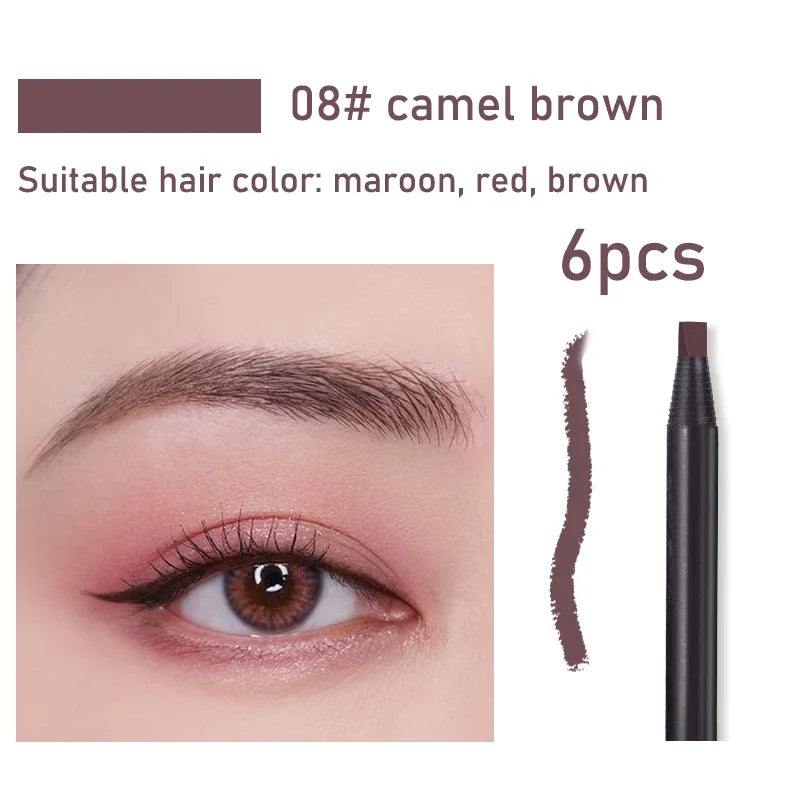 HAOZHUANG Waterproof Long-Lasting Eyebrow Pencil with Soft Brush – Smudge-Proof Daily Eyebrow Makeup Tool