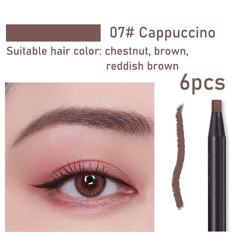 HAOZHUANG Waterproof Long-Lasting Eyebrow Pencil with Soft Brush – Smudge-Proof Daily Eyebrow Makeup Tool