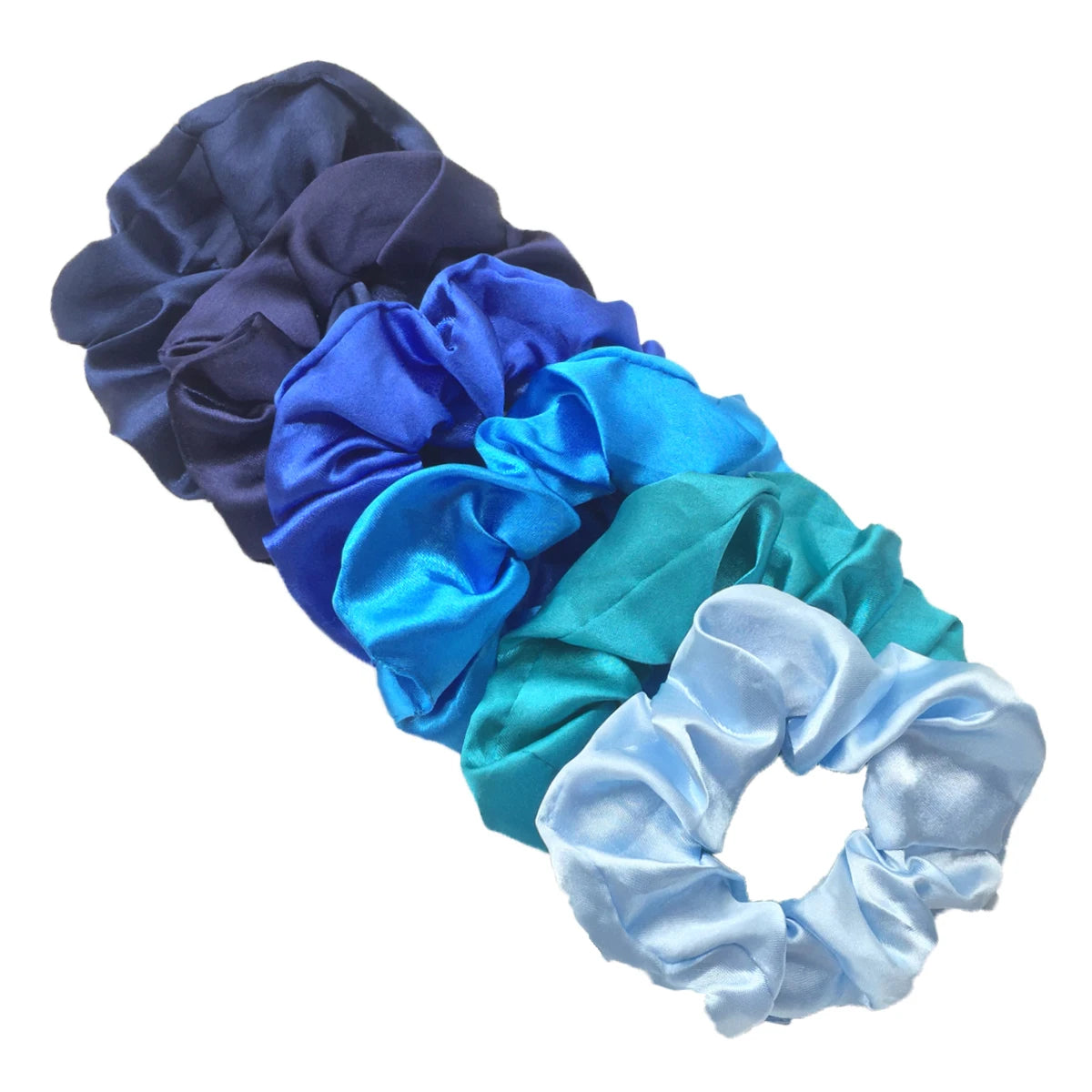 6-Piece Women's Pure Color Satin Large Scrunchie Daily Simple Atmospheric Set