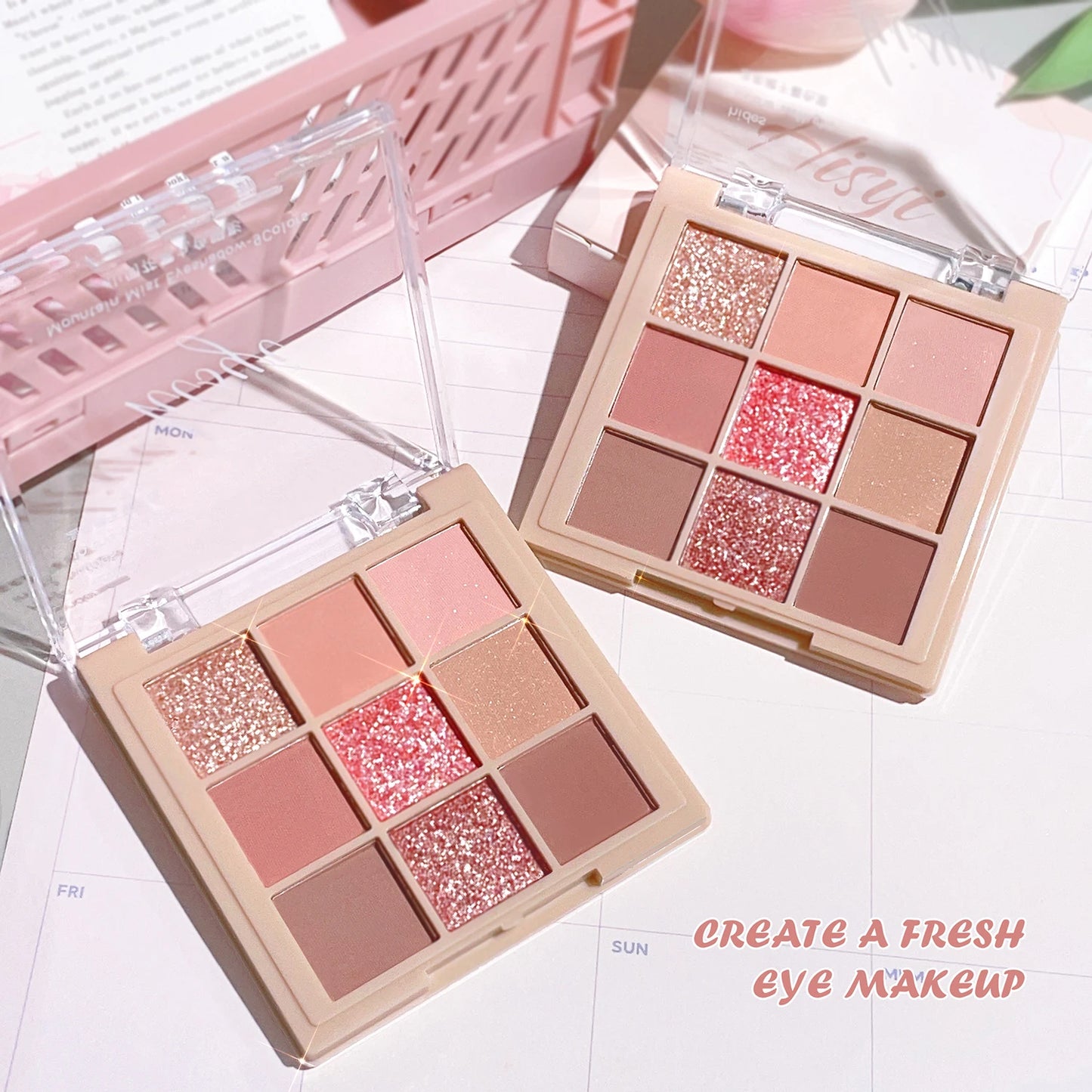 Nine-color eye shadow plate Matte pearl light flash hot color daily suitable for novices Multi-function eye shadow plate
