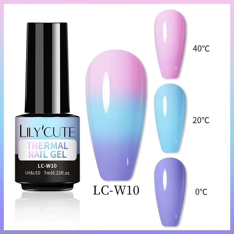 LILYCUTE Thermal Nail Gel Polish 3 Layers Temperature Shiny Color Changing Series Semi Permanent Soak Off UV Nail Gels Polish