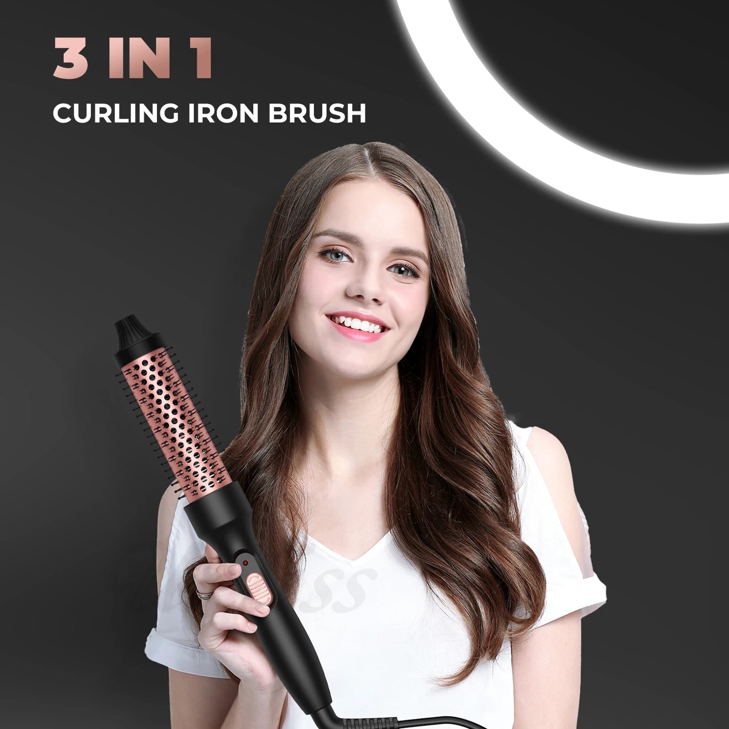 Curling Thermal Brush Double PTC Heated Curling Iron Brush Anti-Scald Round Brush 32mm Hair Curler Hot Volumizing Brush Styler