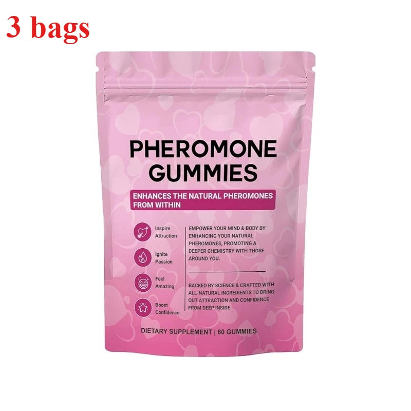 Strawberry Flavor Heart-shaped Pheromone Gummies for Women's Health Feminine Balance Gummies Daily Nutrient Support 60 Gummies