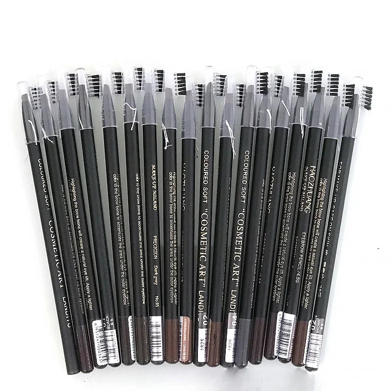 HAOZHUANG Waterproof Long-Lasting Eyebrow Pencil with Soft Brush – Smudge-Proof Daily Eyebrow Makeup Tool
