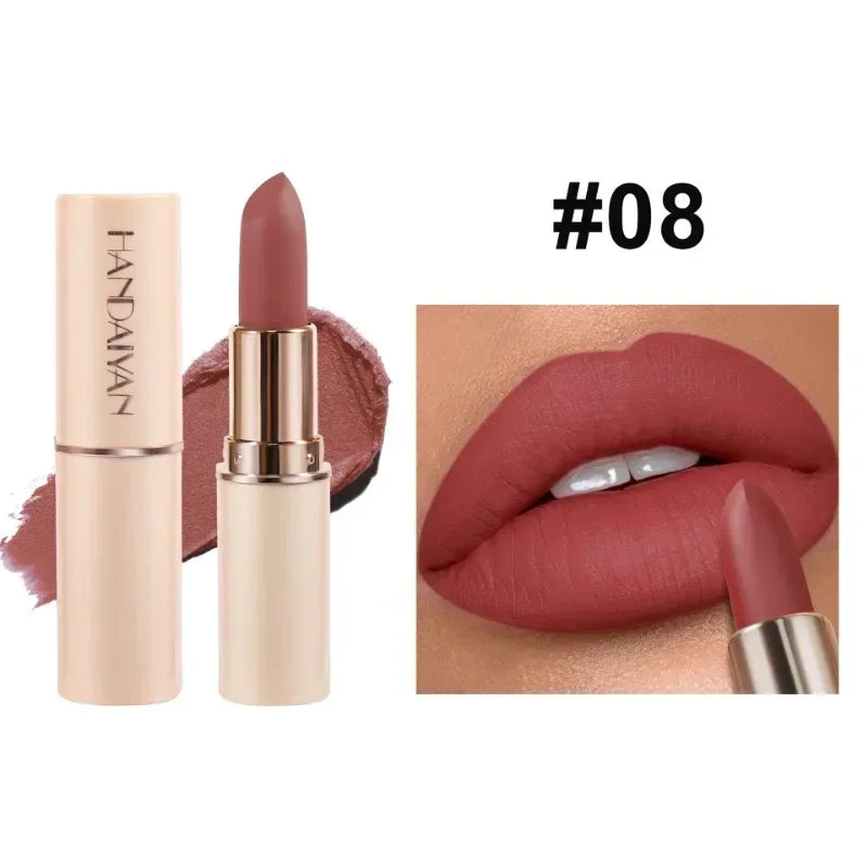 Deep Red Matte Lipstick 8 Colors Waterproof Non-stick Cup Lip Balm Makeup Dark Red Lipsticks Velvet Easy To Color Lips Cosmetics