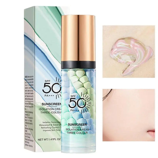3color Sunscreen Isolation Cream Anti-UV Moisturizing Makeup Primer Face Contour Concealer Base Cream Brighten Even Skin Color