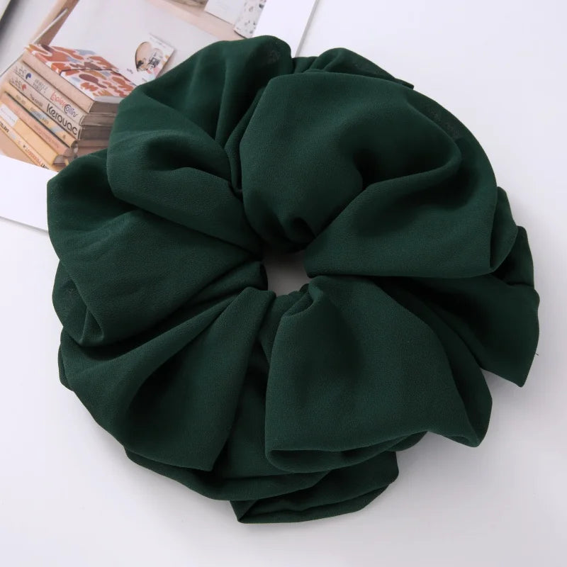 Big Size Chiffon Scrunchies For Muslim Women Custom Elastic Volumizing Oversized Neat stitching Malaysian Bunch Hair Tie