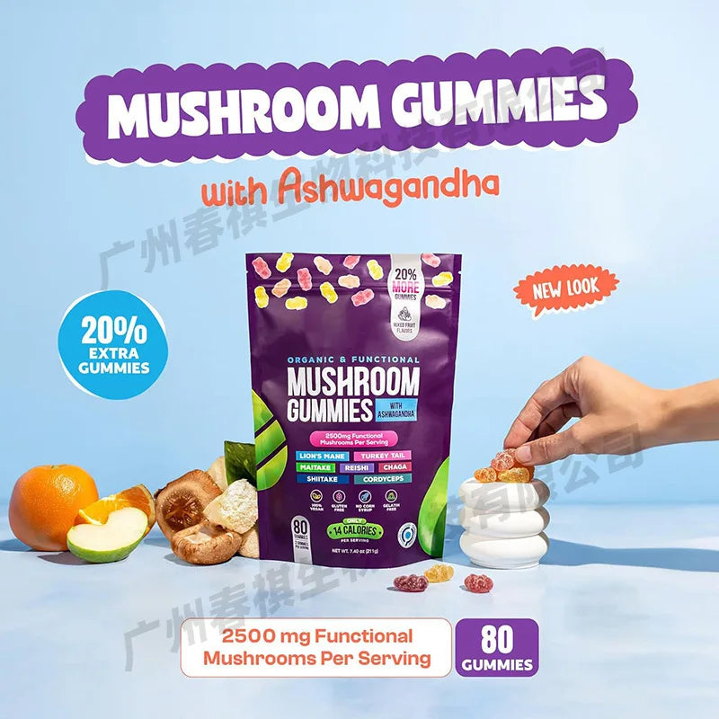 1 pack mushroom gummies moisturize the intestines replenish nutrients improve immunity regulate blood pressure be a health food