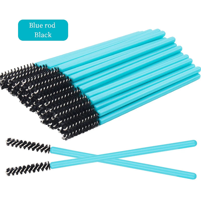 NEW 50Pcs Makeup Eyelash Brushes Disposable Crystal Eyebrow brush Diamond Handle Mascara Wand Applicator Lashes Extension Tools