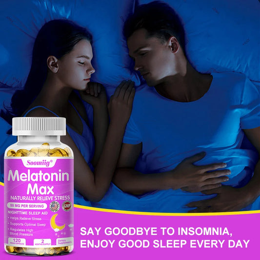 Melatonin 55mg - with MSM, Zinc, Vitamin D3 & B6, Fall Asleep Faster, Stay Asleep Longer, Easy To Take, Vegan Non-GMO Supplement