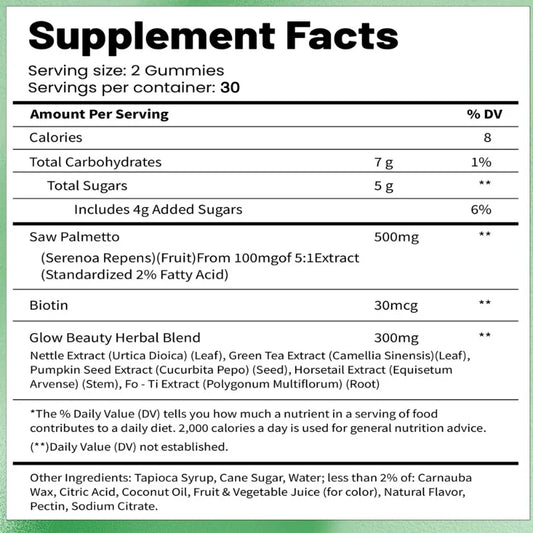 DHT Blocker Gummies - Hair Growth Supplement, for Hereditary Thinning Hair - for Men and Women - 60pcs