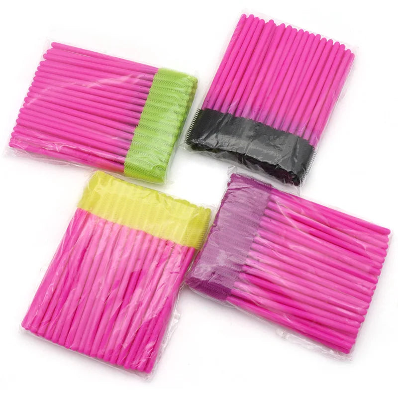 50pcs Silicone Eyelash Brush Mascara Wands Applicator Eyebrow Comb Rod Spoolies Brushes Lash Extension Supplies Makeup Tools