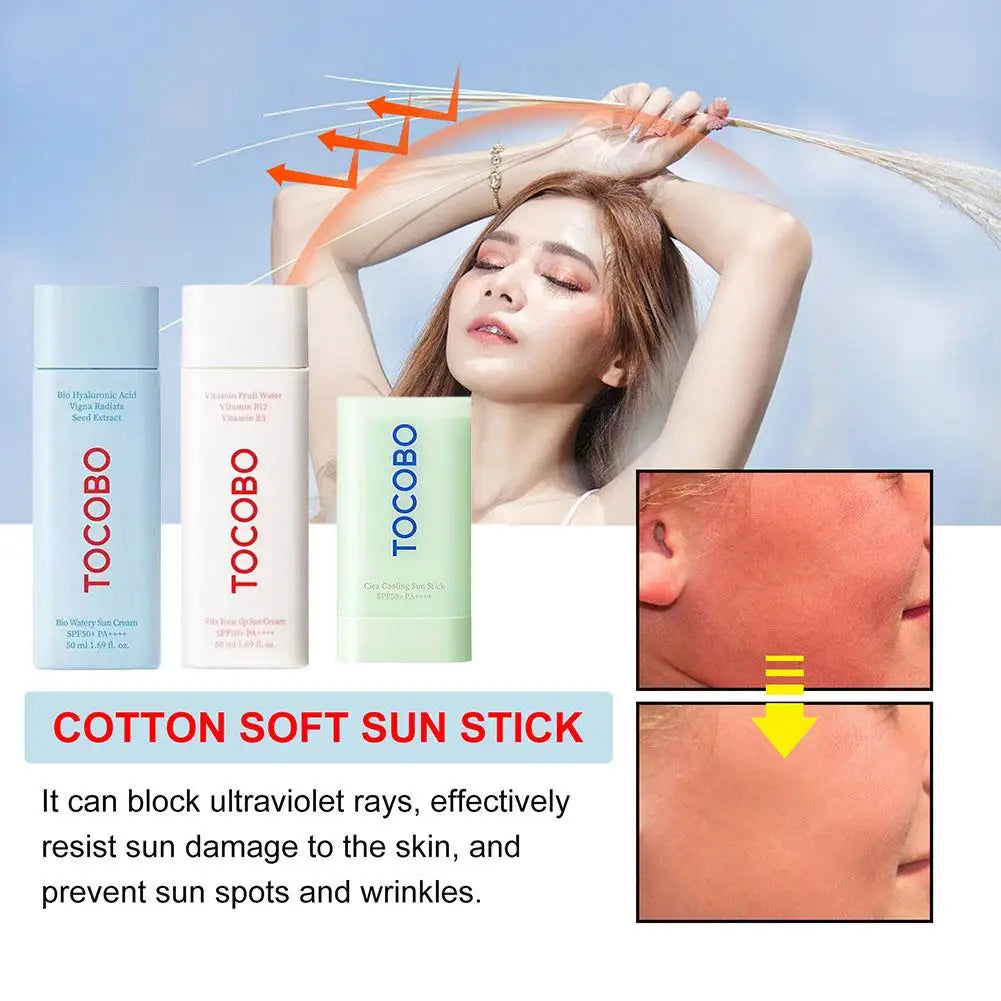 Tocobo SPF50+ Sunscreen Natural Cotton Sunblock Moisturizing Strong UV Violet Non-greasy Sun Protection Refreshing Skin Care