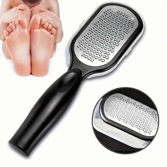 Professional Heavy-Duty Stainless Steel Painless Foot File & Remover with Splash Guard & Handle Suitable for Care Cracked Heels