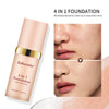 Color Changing Foundation 4 in 1 Moisturizing SPF 30+ Hydrating Color Longwearing Waterproof Travel Coverage Makeup Base