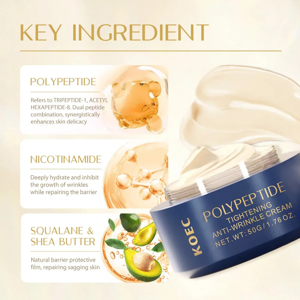 Polypeptide Tightening Anti-Wrinkle Cream Smoother Looking Skin Ageless Firm and Smooth Cream Deep Wrinkle Repair Night Cream