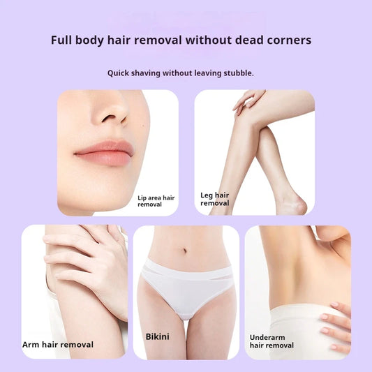 2in1 Electric Razor for Women Painless Hair Removal Rechargeable Body Trimmer Underarm Mustache Epilator Shaver