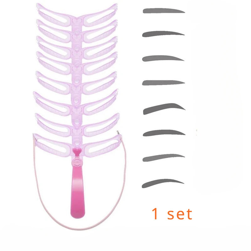8 in1 Eyebrow Shaping Template Reusable Eyebrows Shaper Stencils Kit Grooming Card Definition Brow Makeup Tools Accessories