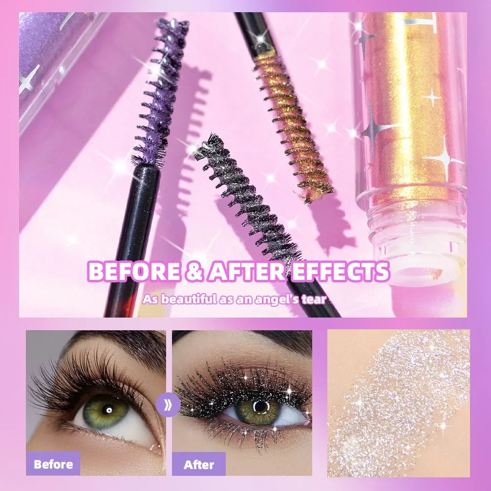 Diamond Purple Mascara Shining Sequins Glitter Eyelashes Quick Dry Sweat Proof Lasting Curling Thick Mascara Shimmer Makeup тушь