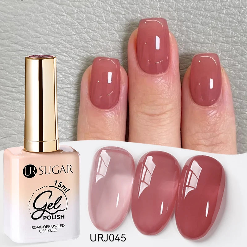 UR SUGAR 15ml Jelly Nude Gel Nail Polish Light Pink Translucent Color Soak Off UV LED Gel Varnish Nail Art DIY Fashion Manicure