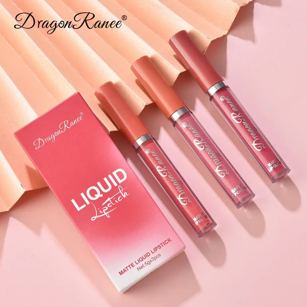 3-PCS Liquid Lipsticks Set – Long-Lasting Matte Lipsticks, Waterproof, Korean Beauty Cosmetics Makeup for Women