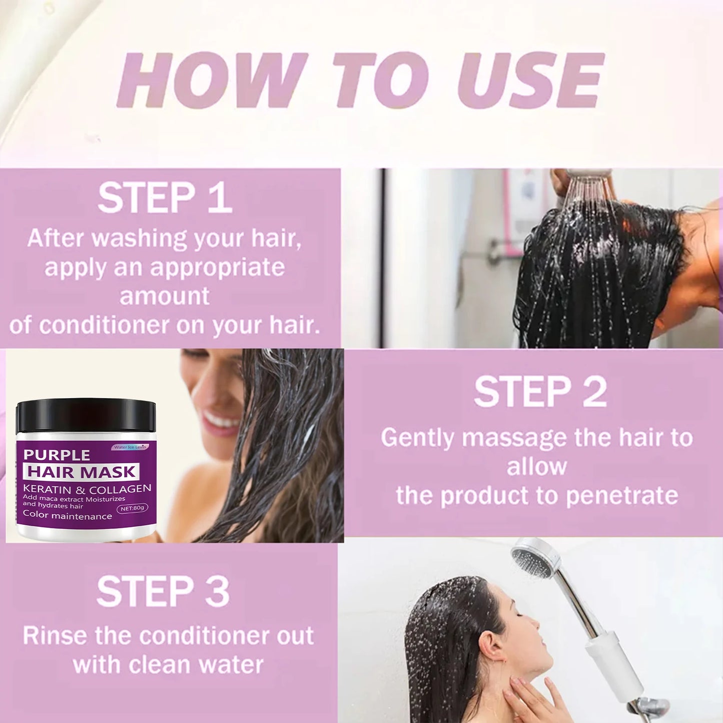 80g Color Locking Moisturizing Hair Mask - Deep Moisturizing, Helps Reinforced Frizz and Split Ends - Remove Yellow Blended Brass Color, Helps Hair and Maintains Natural Texture and Glossy