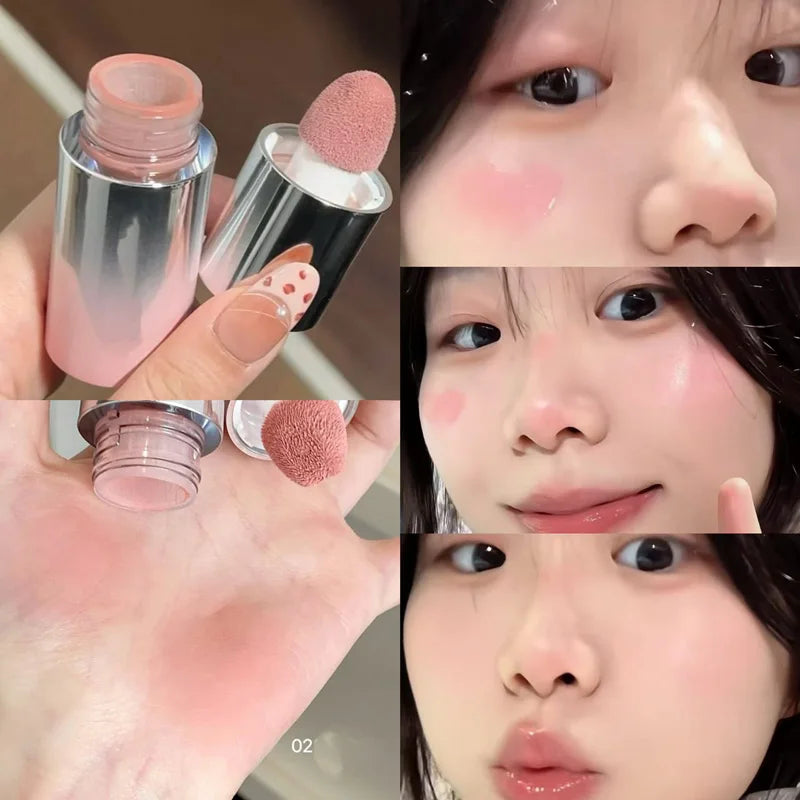 Herorange Liquid Blush Stick with Sponge Tip – Waterproof, Long-Lasting Color for Lips & Cheeks, Brightening Makeup