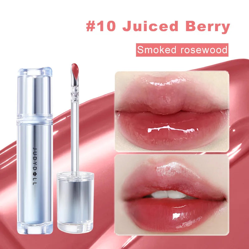Judydoll Watery Lip Gloss-Hydrating Lip Essence Glossy Mirror Lip Gloss, Non-Stick Cup, Suitable for Self-Use, Gifting, Beginners