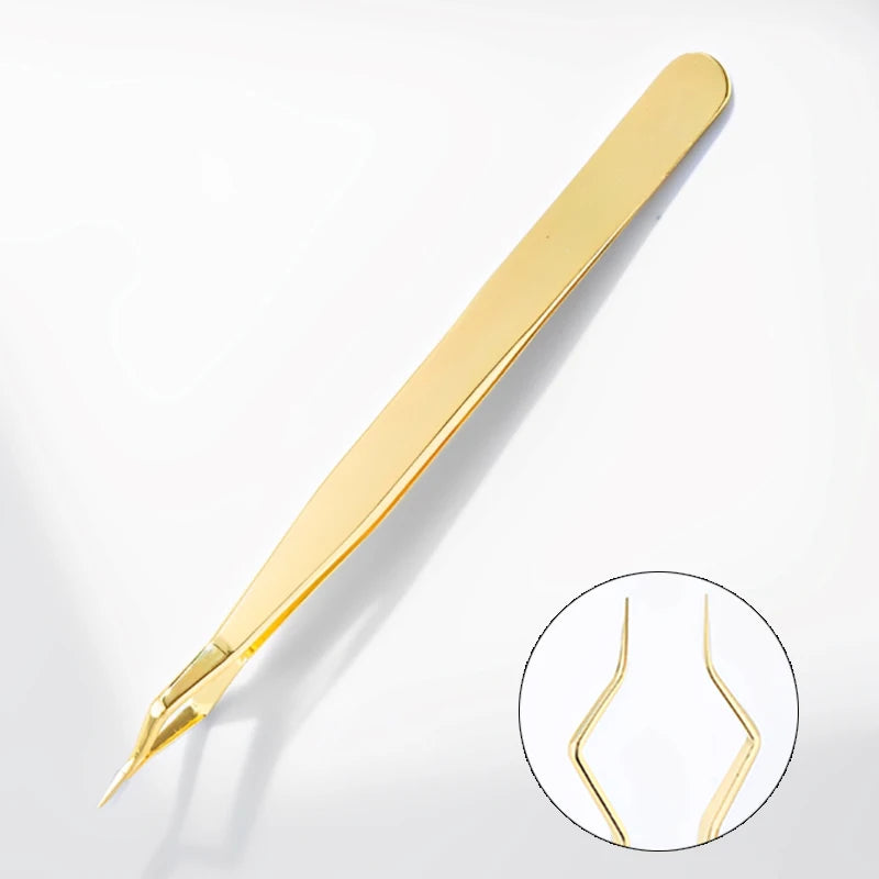 New Lash Extension Tweezers Anti slip Stainless Steel Curved Tip Straight Tweezers High Precision Nail Art Makeup Beauty Tools