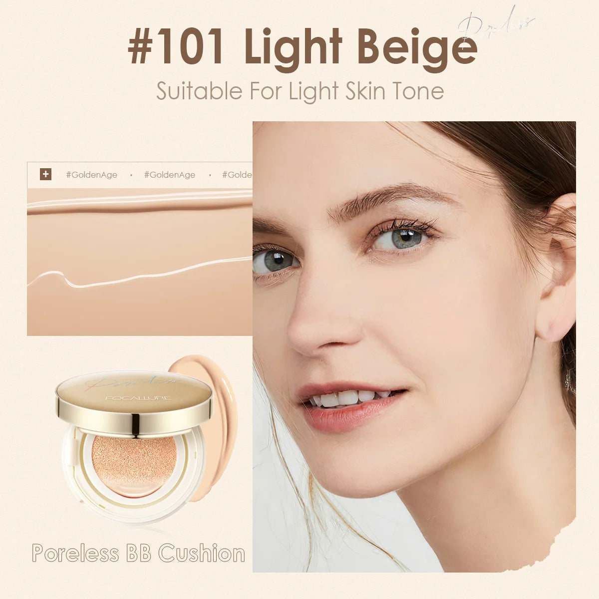 FOCALLURE Waterproof Matte Air Cushion Poreless BB&CC Cream High Coverage Oil-control Soft Face Makeup Foundation Base Cosmetics