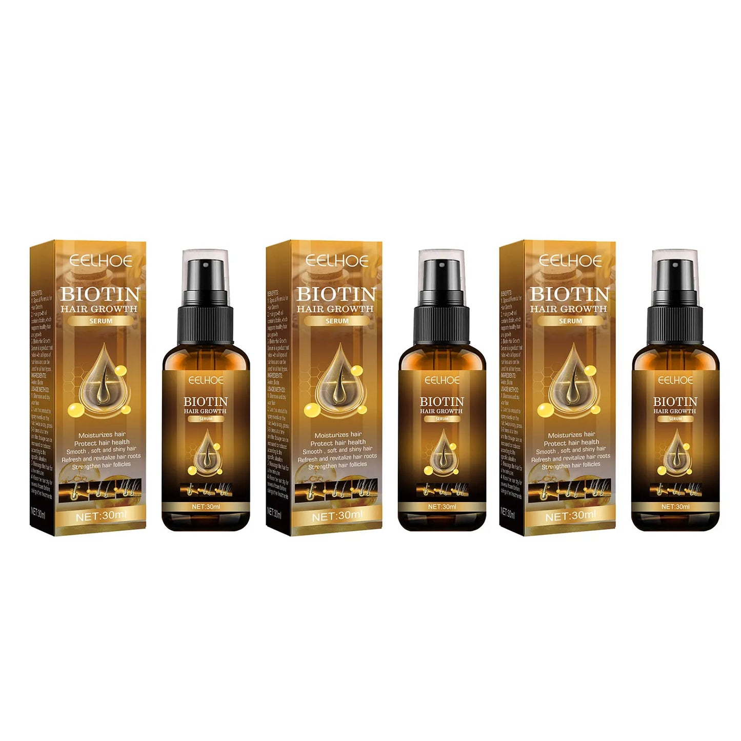 EELHOE Magic Biotin Hair Serum Strengthen Smoothing Deep Nourishing Frizzy Hair Product Damaged Repair Spray Hair Oil Serum 30ml