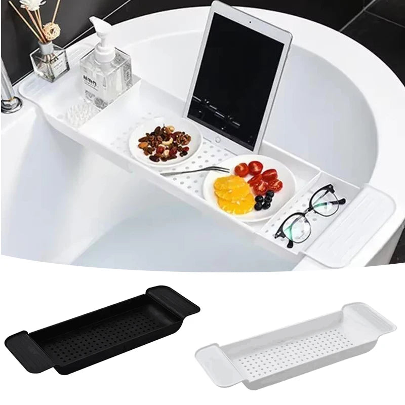 Bathtub Shelf Extendable Bathroom Bathtub Tray Shower Caddy Bamboo Bath Tub Rack Towel Book Holder Storage Organizer Accessories