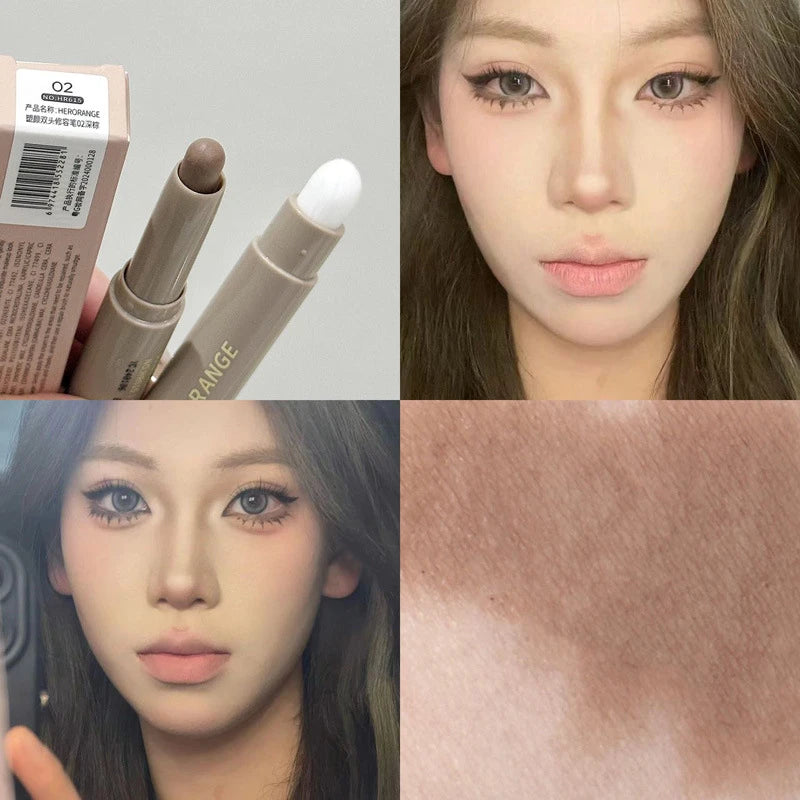 Nose Shadow Bronzer Contouring Makeup Pen Natural Grey Brown Three-dimensional Face Matte Shadow Cream Contour With Brush Makeup