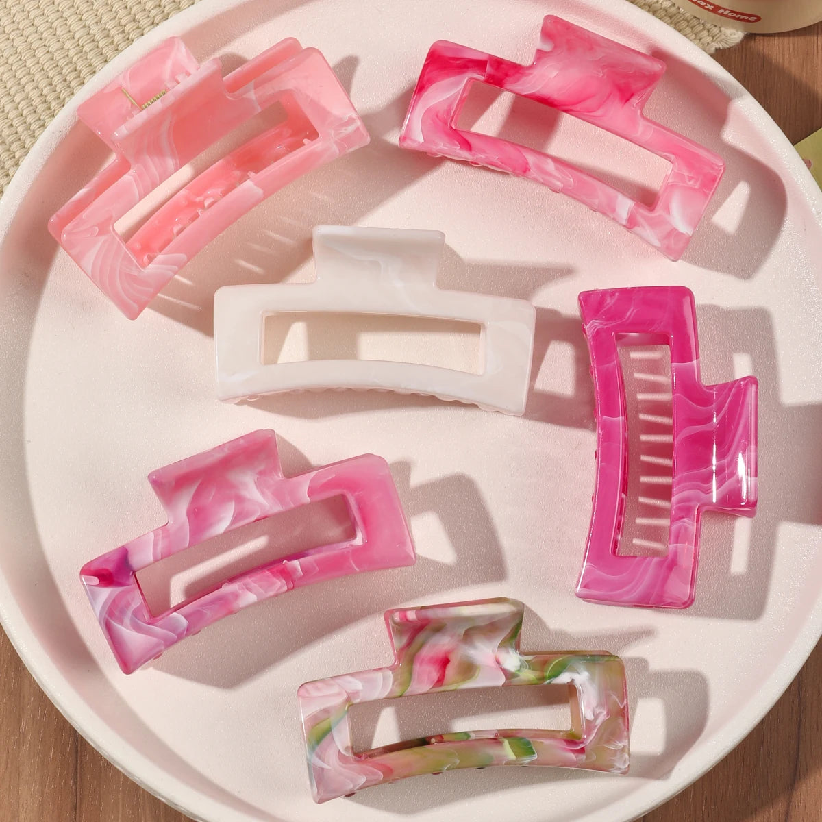 7 Pcs Big Hair Claw Clips 3.4" Non-slip Big Square Matte for Women Girls, Strong Hold Banana Clips for Thick Thin Hair