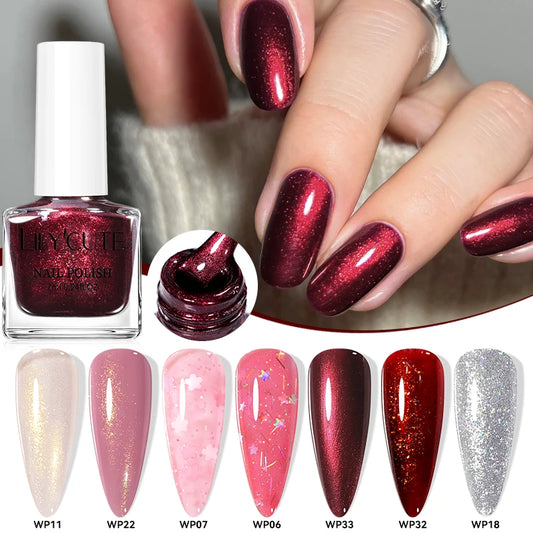 LILYCUTE 7ml Water-Based Glitter Nail Polish Long Lasting Quick Drying No Need of Lamp to Cure Nail Supplies For Nail Manicure
