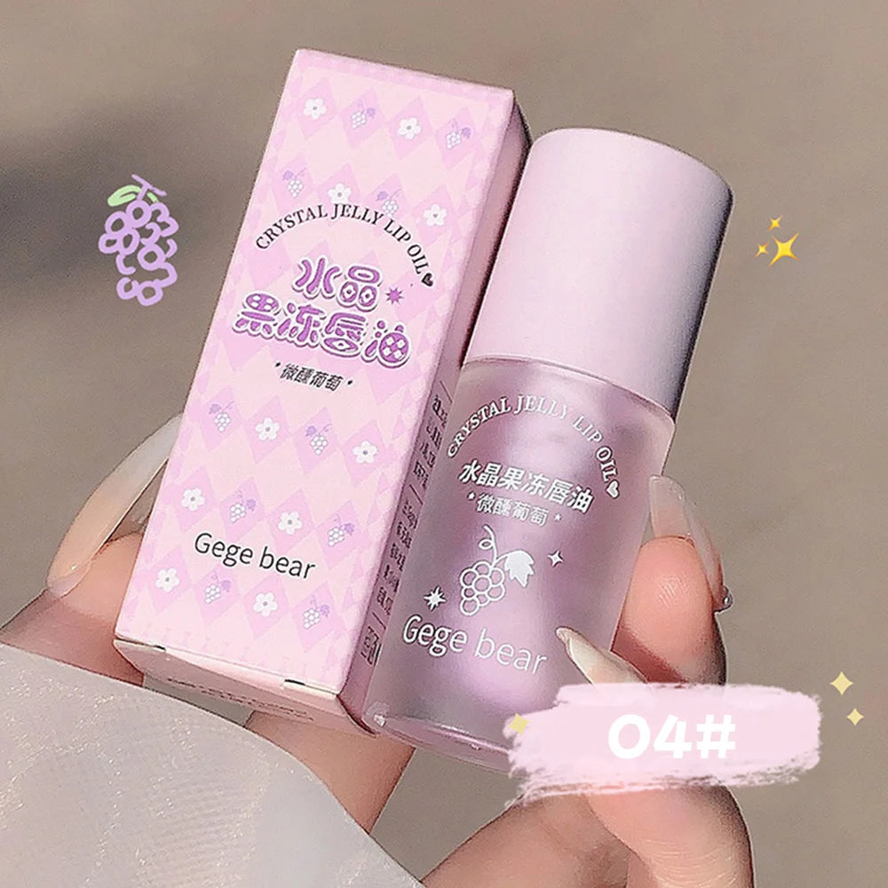 Gege Bear Crystal Jelly Fruit Lip Oil Peach Grape Avacado Hydrating Moisturizing Nourishing And Lightening Lips Line
