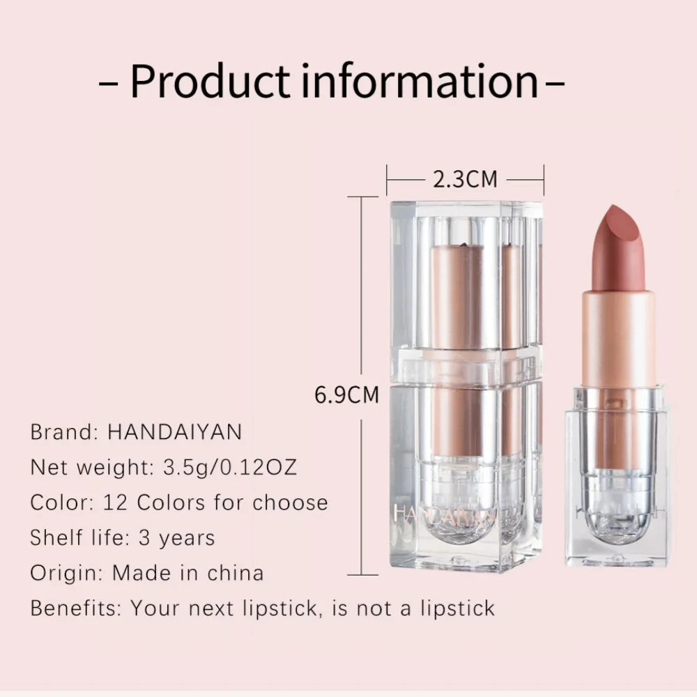 HANDAIYAN Matte Nude Lipstick Velvet Finish Lipsticks Long-Lasting Waterproof Women's Makeup Korean Cosmetic Popular Gift Item