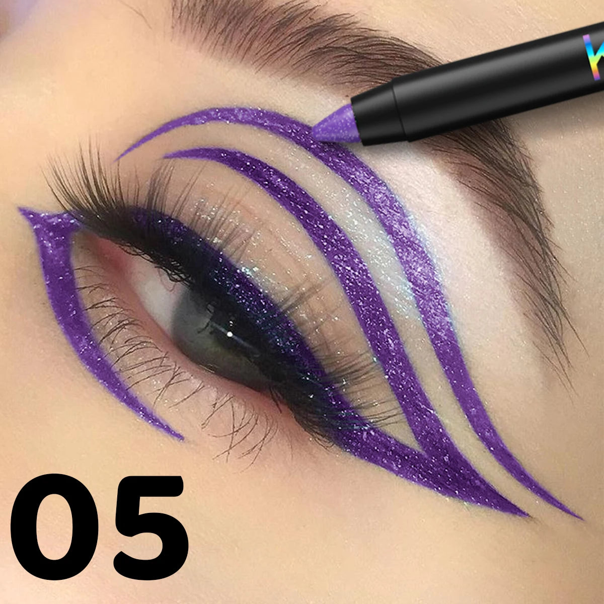 1pc Colourful Eyeliner Pen,High Pigmented Pearly Glitter&Shimmer Metallic Eyeliner Stick, Long Lasting Waterproof White Black