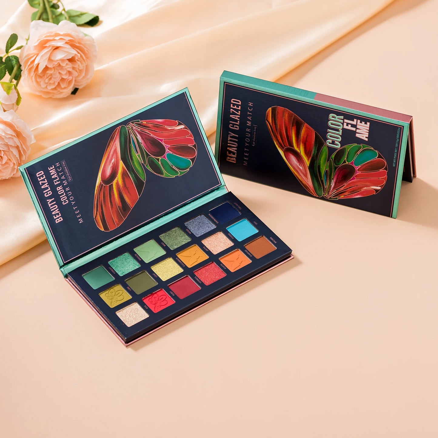 Butterfly 18 Color Eyeshadow Palette, Natural Matte Shimmer Metallic Satin Finish Eyeshadow, Charming Nude Makeup Tray