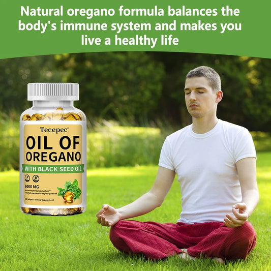 Oil of Oregano with Black Seed Oil, 30/60/120 Capsules– 20:1 Extract - Antioxidant Immune Health Support, Non-GMO Supplement