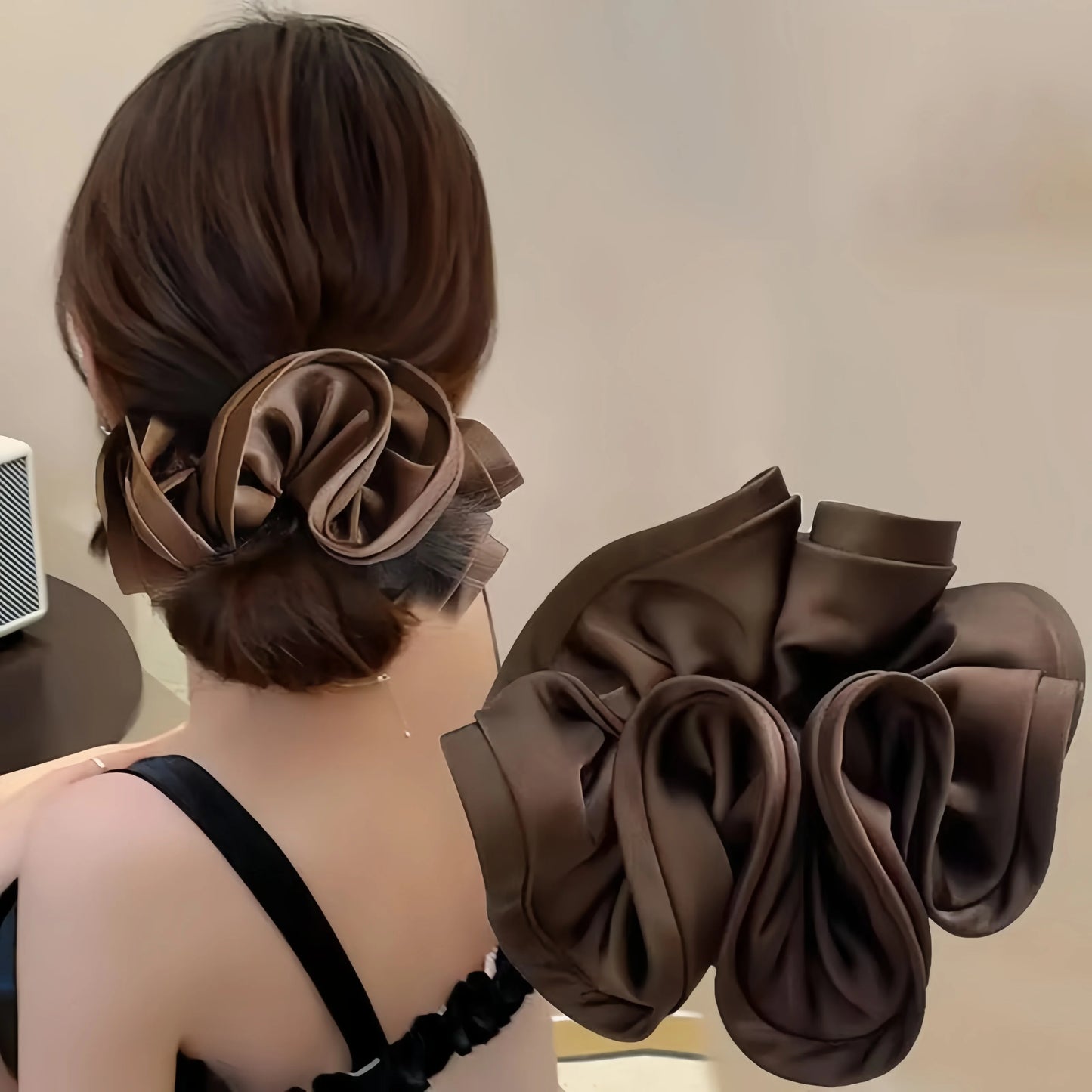 Korean Big Hair Tie Ribbon Scrunchies Satin Elastic Hair Band Bow Women Simple Temperament New Style Ponytail Hair Accessories