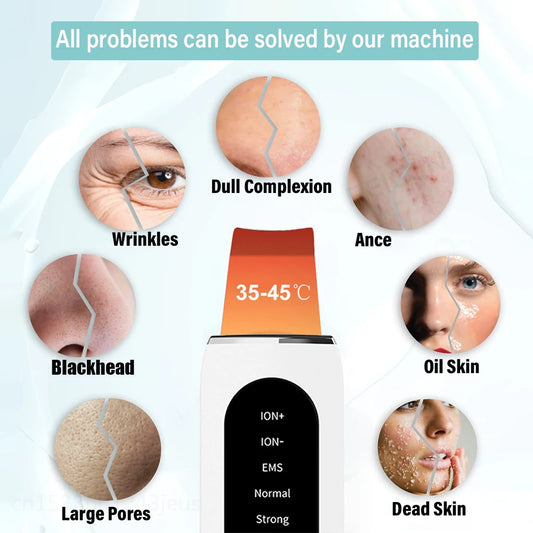 Ultrasonic Skin Scrubber Facial Peeling Face Scrubber Blackhead Remover Ance Pore Deep Facial Cleaning Spatula Facial Cleanser