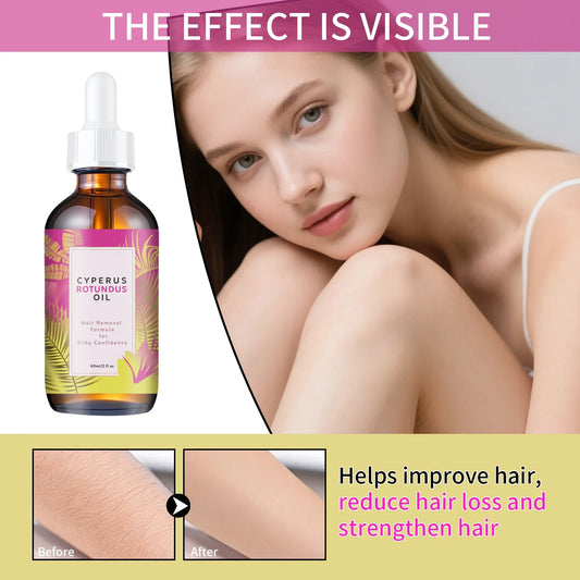 Hair Removal Oil 60ml - Natural Hair Growth Inhibitor with Jojoba & Almond Oil, Gentle Formula for Smooth Skin, All Skin Types