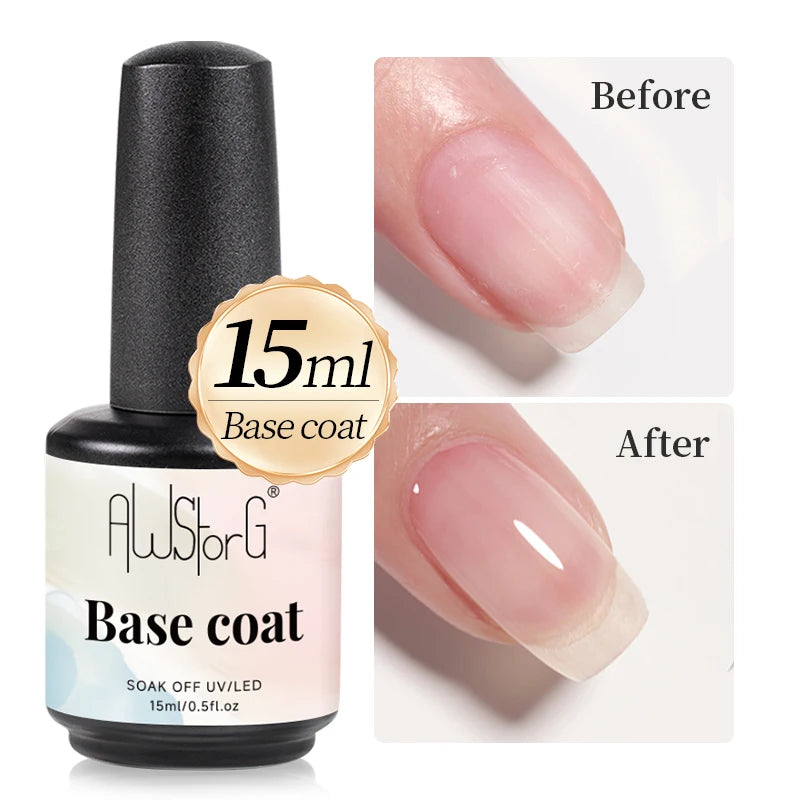 AWStorG 15ML Super Top Coat Function Gel No Wipe Matte Top Gel Transparent Soak Off UV LED NailArt Manicure Gel Varnish Primer