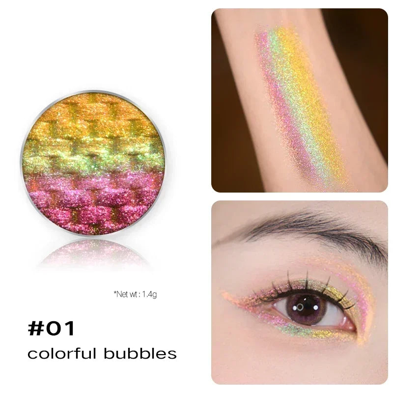 CHARMACY Rainbow Duochrome Eyeshadow New 5 Colors Shimmer Multichrome Long-lasting Eye Shadow Cosmetic Makeup for Women