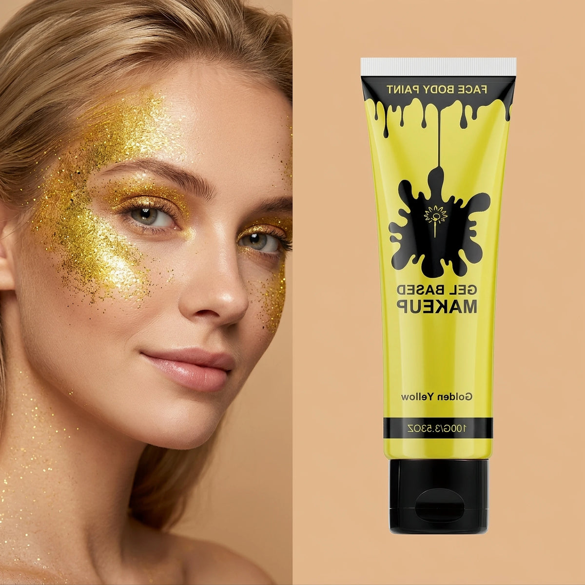 Halloween Body Paint Metallic Glitter Face Makeup Pearl Gold Red 3 Colors Costume Party Long Lasting Easy Remove Skin Safe 100g